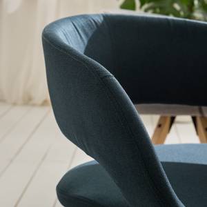 Sedia con braccioli Buggio Tessuto/Albero della gomma massello - Tessuto Cors: blu jeans - 1 sedia