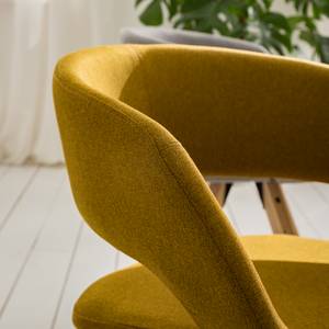 Sedia con braccioli Buggio Tessuto/Albero della gomma massello - Tessuto Cors: giallo curry - 1 sedia