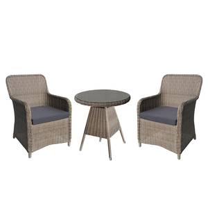 Set da pranzo Villebon (3 pezzi) Tessuto/Polyrattan - Antracite/Marrone