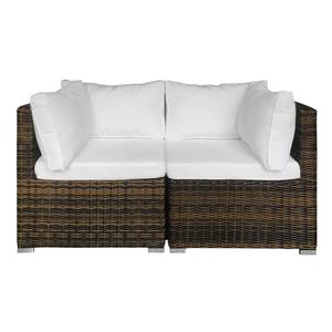 Loungeset Joye IV (2-teilig) Webstoff / Polyrattan - Cremeweiß / Braun