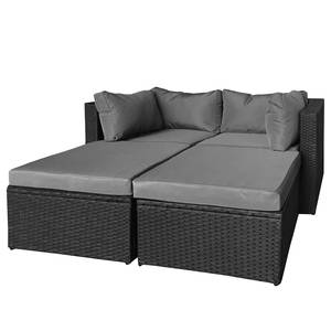 Loungeset Paradise Lounge V (4-delig) Polyrotan/geweven stof - grijs/antracietkleurig