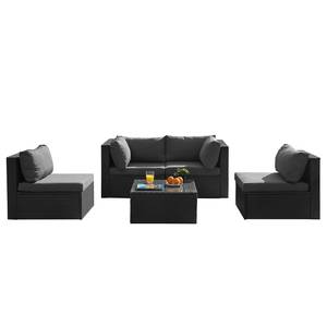 Loungeset Paradise Lounge VI (5-teilig) Polyrattan / Webstoff - Grau / Anthrazit