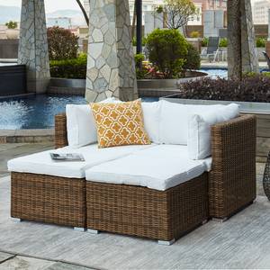 Loungeset Joye I (4-teilig) Polyrattan / Webstoff - Beige / Braun