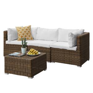 Loungeset Joye V (4-teilig) Polyrattan / Webstoff - Beige / Braun