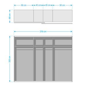 Schwebetürenschrank Sumatra I Weiß / Grau - Breite: 271 cm