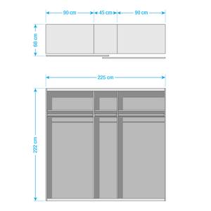 Schwebetürenschrank Sumatra II Hellgrau / Weiß - Breite: 226 cm