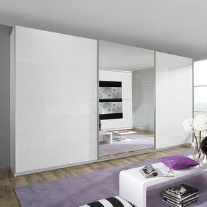 Armadio con ante scorrevoli Beluga-Plus Bianco alpino / Bianco lucido - 405 x 223 cm