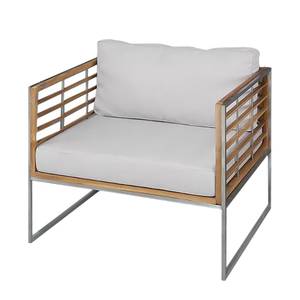 Loungesessel TEAKLINE 2-teilig Webstoff / Teak massiv - Hellgrau