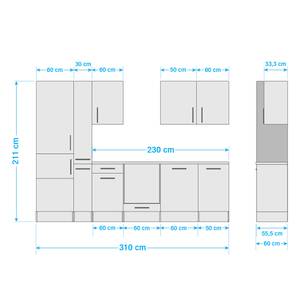 Küchenzeile Bellmere (9-teilig) Anthrazit / Weiß