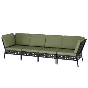 Loungesofa Akona (4-teilig) Webstoff - Schwarz / Grün