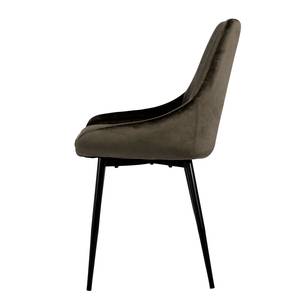 Chaises capitonnées Lex (lot de 2) Velours / Fer - Noir - Gris marron