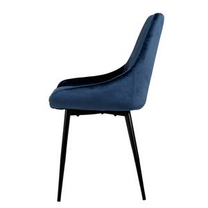 Gestoffeerde stoelen Lex (set van 2) fluweel/ijzer - zwart - Donkerblauw