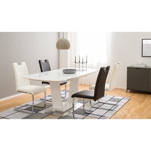 Table Abasa Verre / Acier inoxydable - Blanc brillant