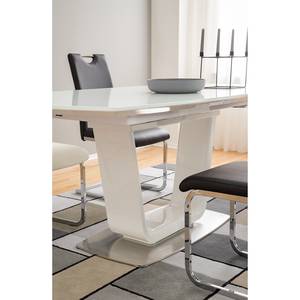 Table Abasa Verre / Acier inoxydable - Blanc brillant