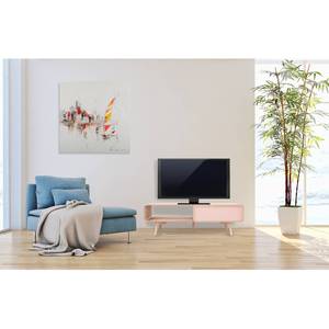 Tv-meubel Addison deels massief essenhout - Pastel abrikoos