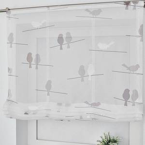 Raffrollo Birds II Webstoff - Weiß / Grau - 100 x 170 cm