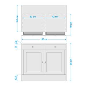 Meuble bas cuisine Lillehammer I Pin massif - Pin blanc / Pin couleur miel