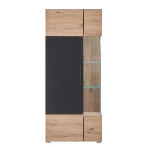 Vitrinenschrank Boonah Eiche Artisan Dekor / Grau - Höhe: 170 cm