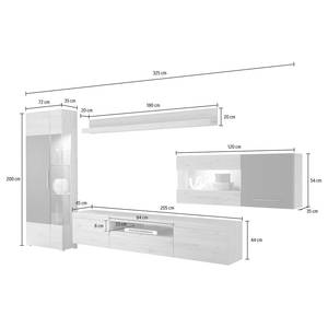 Wandmeubelset Boonah I (4-delig) Artisan eikenhouten look/grijs