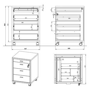 Rollende kast Svene Antracietkleurig/Sonoma eikenhouten look