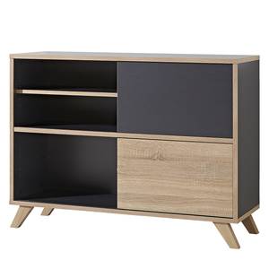 Dressoir Svene Antracietkleurig/Sonoma eikenhouten look - Breedte: 120 cm