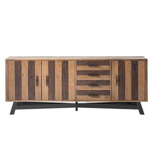 Dressoir TAMATI 210 cm massief pijnboomhout/ijzer - pijnboomhout/zwart