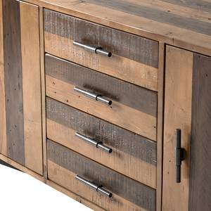 Dressoir TAMATI 210 cm massief pijnboomhout/ijzer - pijnboomhout/zwart