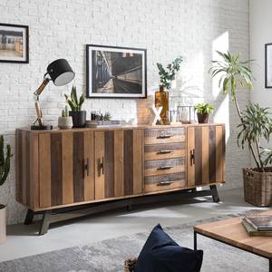 Dressoir TAMATI 210 cm massief pijnboomhout/ijzer - pijnboomhout/zwart