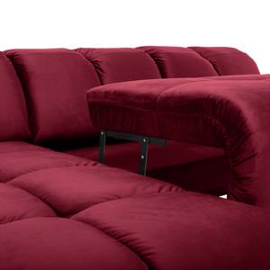 Canapé d’angle Malter Velours - Rouge - Méridienne courte à gauche (vue de face)