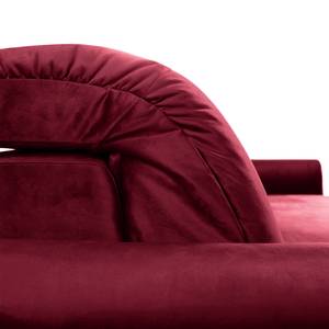 Canapé d’angle Malter Velours - Rouge - Méridienne courte à gauche (vue de face)