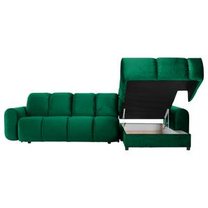 Ecksofa Malter Samt - Antikgrün - Longchair davorstehend rechts