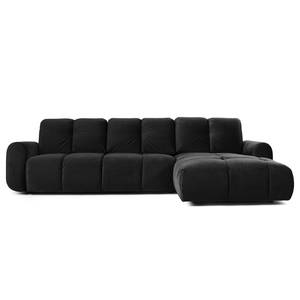 Ecksofa Malter Samt - Schwarz - Longchair davorstehend rechts