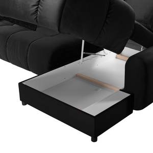 Ecksofa Malter Samt - Schwarz - Longchair davorstehend rechts