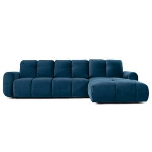 Ecksofa Malter Samt - Marineblau - Longchair davorstehend rechts