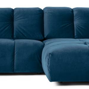 Ecksofa Malter Samt - Marineblau - Longchair davorstehend rechts