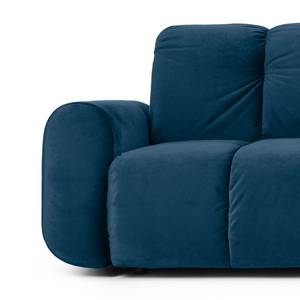 Ecksofa Malter Samt - Marineblau - Longchair davorstehend rechts