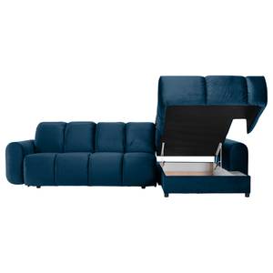 Ecksofa Malter Samt - Marineblau - Longchair davorstehend rechts