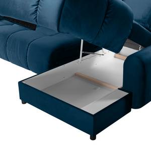 Ecksofa Malter Samt - Marineblau - Longchair davorstehend rechts