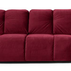 Canapé d’angle Malter Velours - Rouge - Méridienne courte à droite (vue de face)