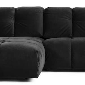 Ecksofa Malter Samt - Schwarz - Longchair davorstehend links