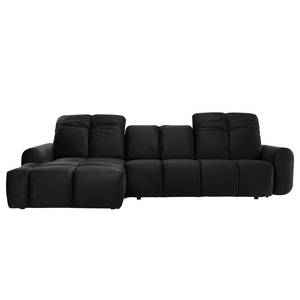 Ecksofa Malter Samt - Schwarz - Longchair davorstehend links