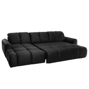 Ecksofa Malter Samt - Schwarz - Longchair davorstehend links