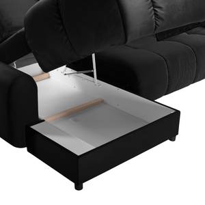 Ecksofa Malter Samt - Schwarz - Longchair davorstehend links