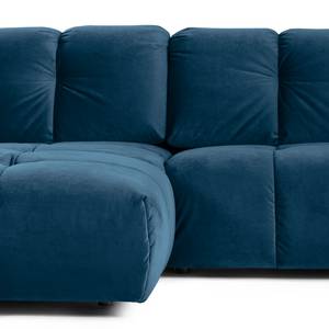 Ecksofa Malter Samt - Marineblau - Longchair davorstehend links