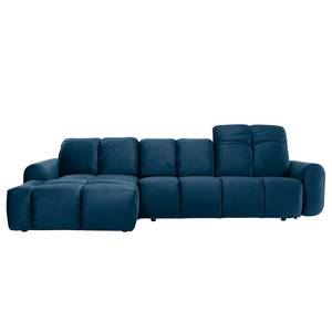 Ecksofa Malter Samt - Marineblau - Longchair davorstehend links