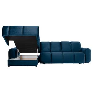 Hoekbank Malter Fluweel - Marineblauw - Longchair vooraanzicht links