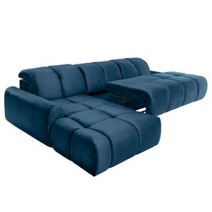 Ecksofa Malter Samt - Marineblau - Longchair davorstehend links