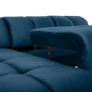 Ecksofa Malter Samt - Marineblau - Longchair davorstehend links