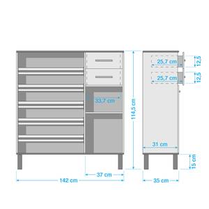 Lage schoenenkast Padua wit/eikenhout