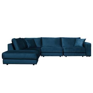 Canapé d’angle Oakey I Velours - Bleu foncé - Angle à gauche (vu de face)